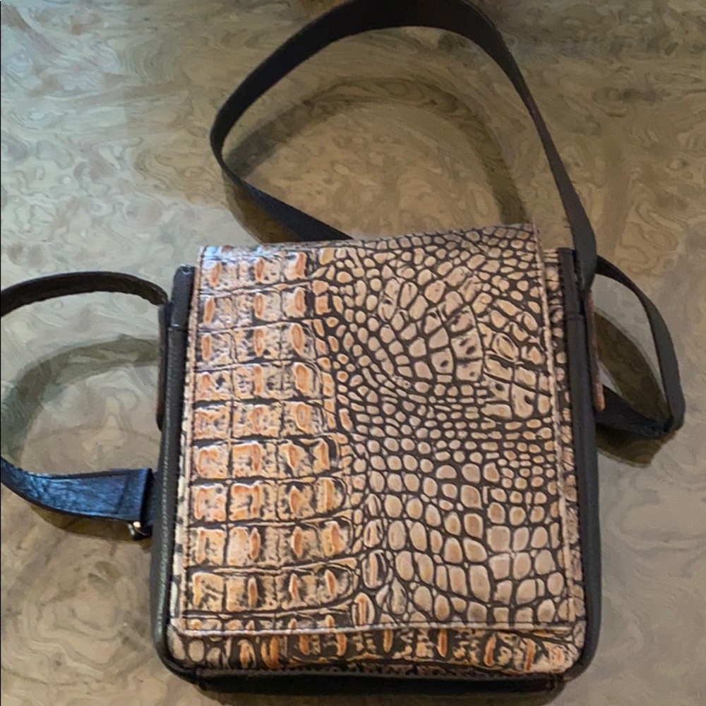 Real alligator/leather crossbody bag